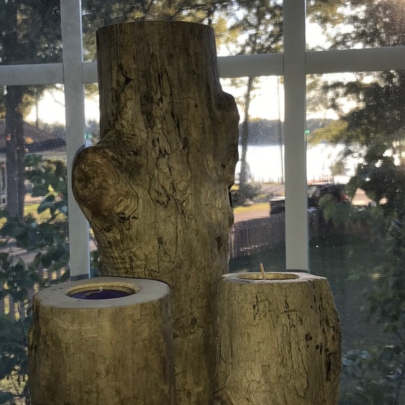 Extra Large Driftwood Candles set of 3 Tea Lights - Picture 8 of 13
